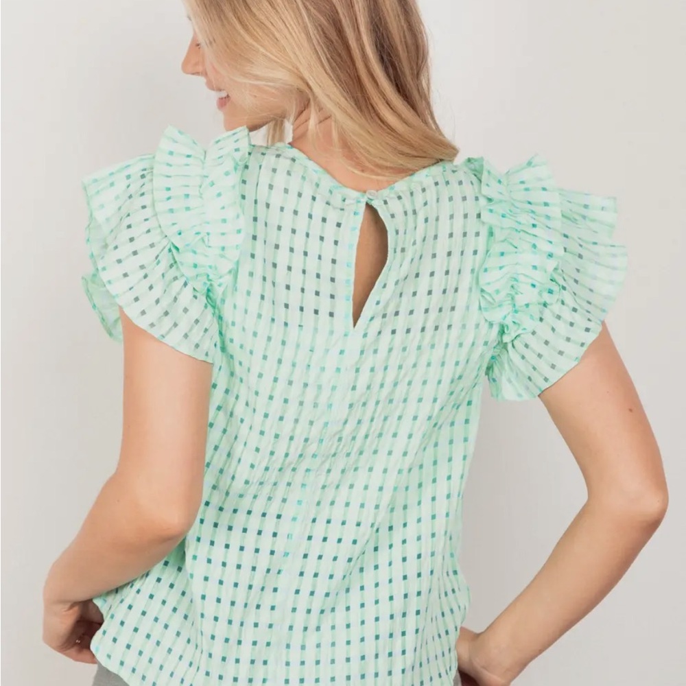 Mint Green Ruffle Sleeve Top